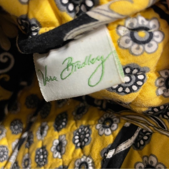 Vera Bradley Yellow Bird Tote Bag Retired Pattern Black Yellow Quilted Bag Purse - Picture 9 of 11